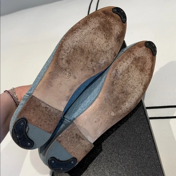 CHANEL Light Blue Denim Ballerina Flats - Picture 7 of 9